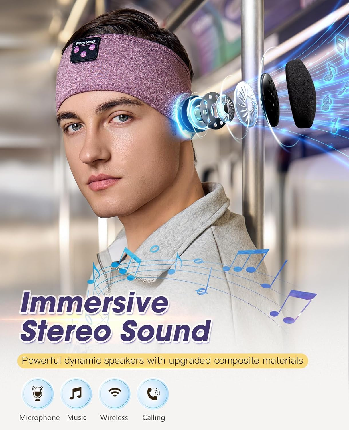 Sleeping Headphones Bluetooth 5.2 Headband, Wireless Music Sleeping Mask Headphones Earbuds Earphones Sweatproof for Women Mom Sports Workout Running Jogging Yoga Cool Gadgets Unique Gifts