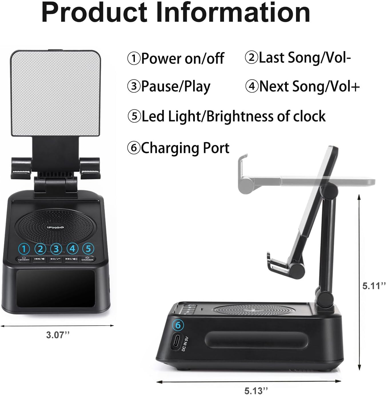 Gifts for Men Women,  Cell Phone Stand with Bluetooth Speaker and Clock, Birthday Gifts for Men Him, Phone Holder with Wireless Speaker, Dad Mom Husband Gifts, Cool Gadget for Men
