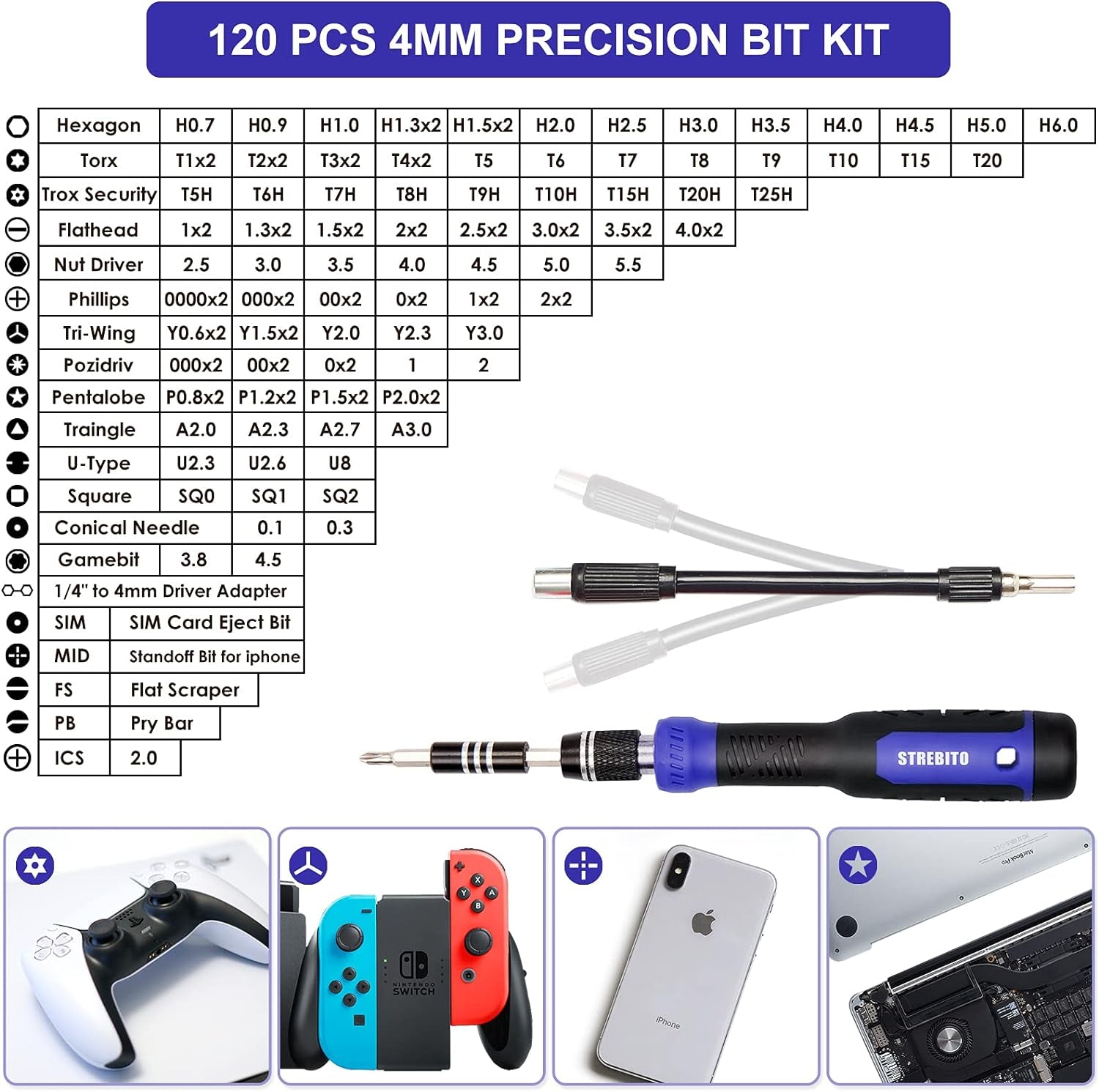 Precision Screwdriver Set 191-Piece Multi-Bit Screwdriver 1/4 Inch Nut Driver Home Improvement Tool Electronic Repair Kit for Computer, Iphone, Laptop, PC, Cell Phone, PS4, Xbox, Nintendo