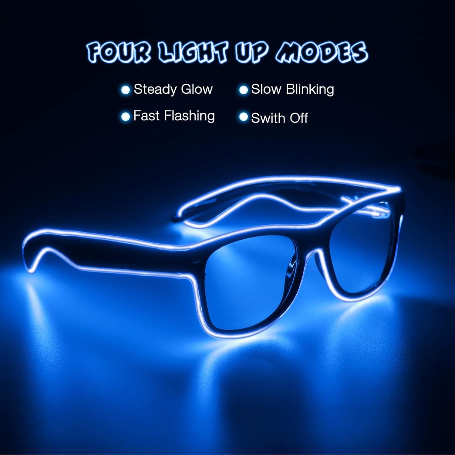 Light up EL Wire Neon Rave Glasses Glow Flashing LED Sunglasses Costumes for Party, EDM, Halloween RB01