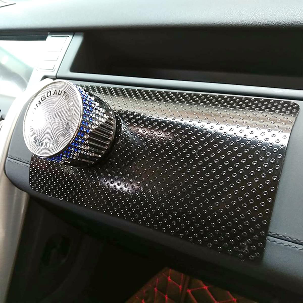 Car Dashboard Anti-Slip Rubber Pad, 10.6"X 5.9" Universal Non-Slip Car Magic Dashboard Sticky Adhesive Mat for Phones Sunglasses Keys Electronic Devices and More Use (Black/Dots)