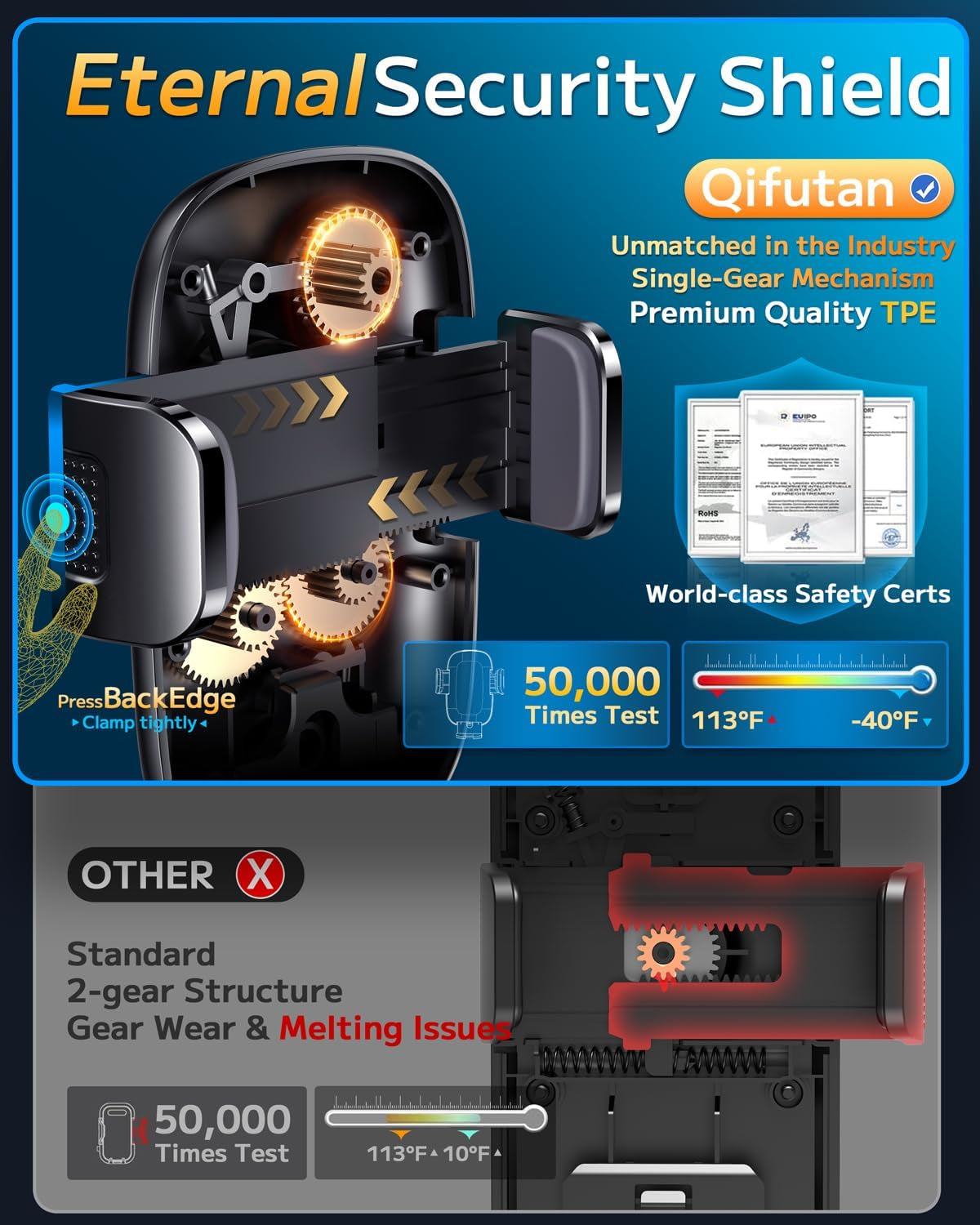 Car Phone Holder Mount Phone Mount for Car Windshield Dashboard Air Vent Universal Hands Free Automobile Cell Phone Holder Fit for Iphone Smartphone Carbon Fiber