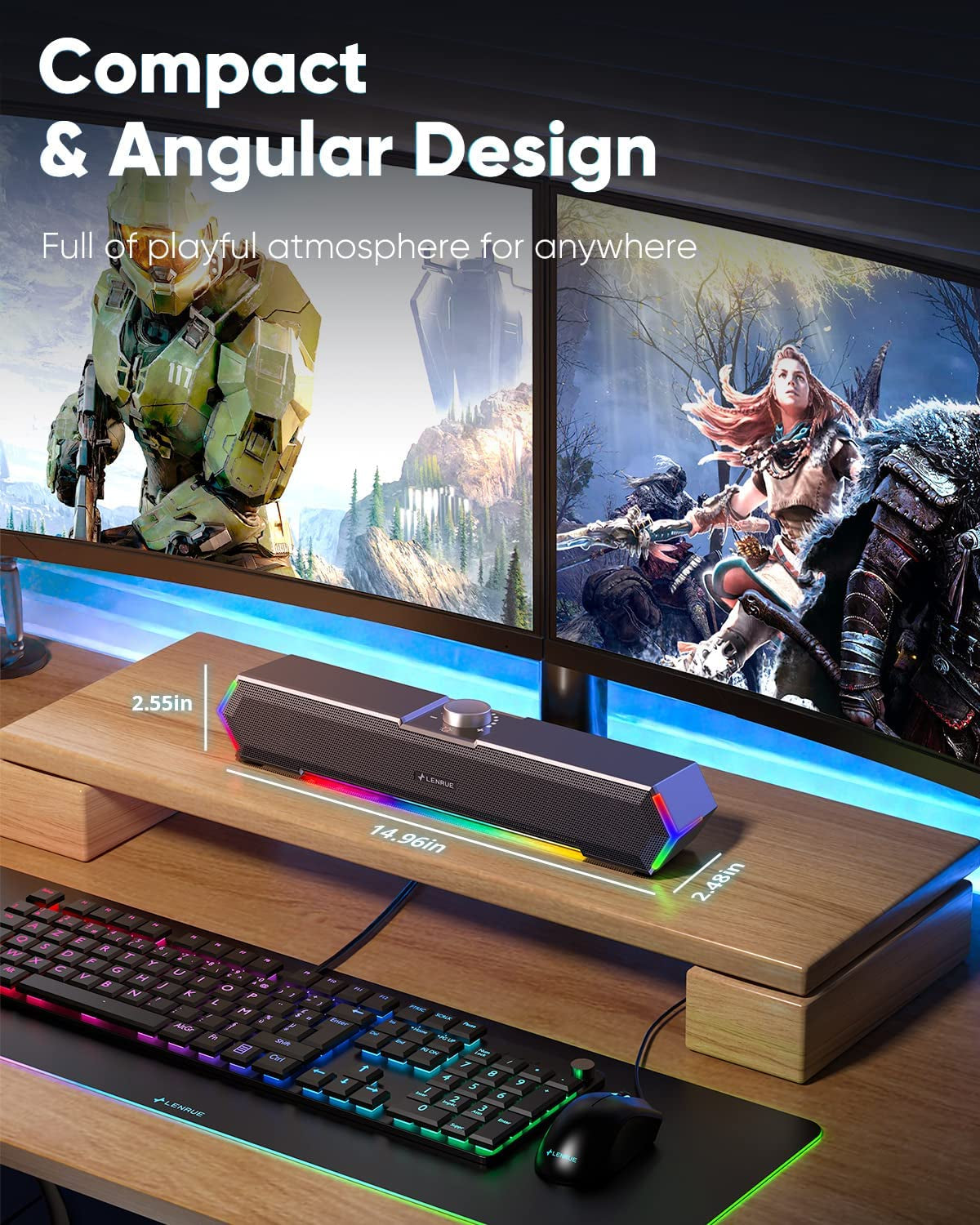 G11 Computer Speakers for Desktop, Touch Lights PC Speakers with Surge Clear Sound, USB C/USB Powered for Computer Desktop PC Laptop Monitor