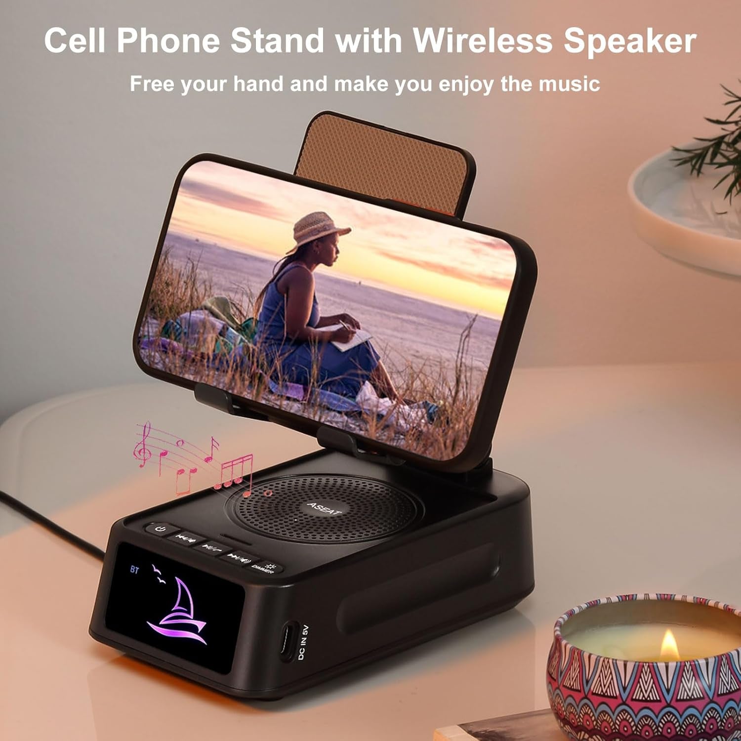 Birthday Gifts for Men, Cell Phone Stand with Bluetooth Speaker, Gifts for Men Women, Men Gifts Unique for Dad Him Husband Boyfriend, Gadget Compatible with Iphone/Android, Ideal Gifts for Christmas