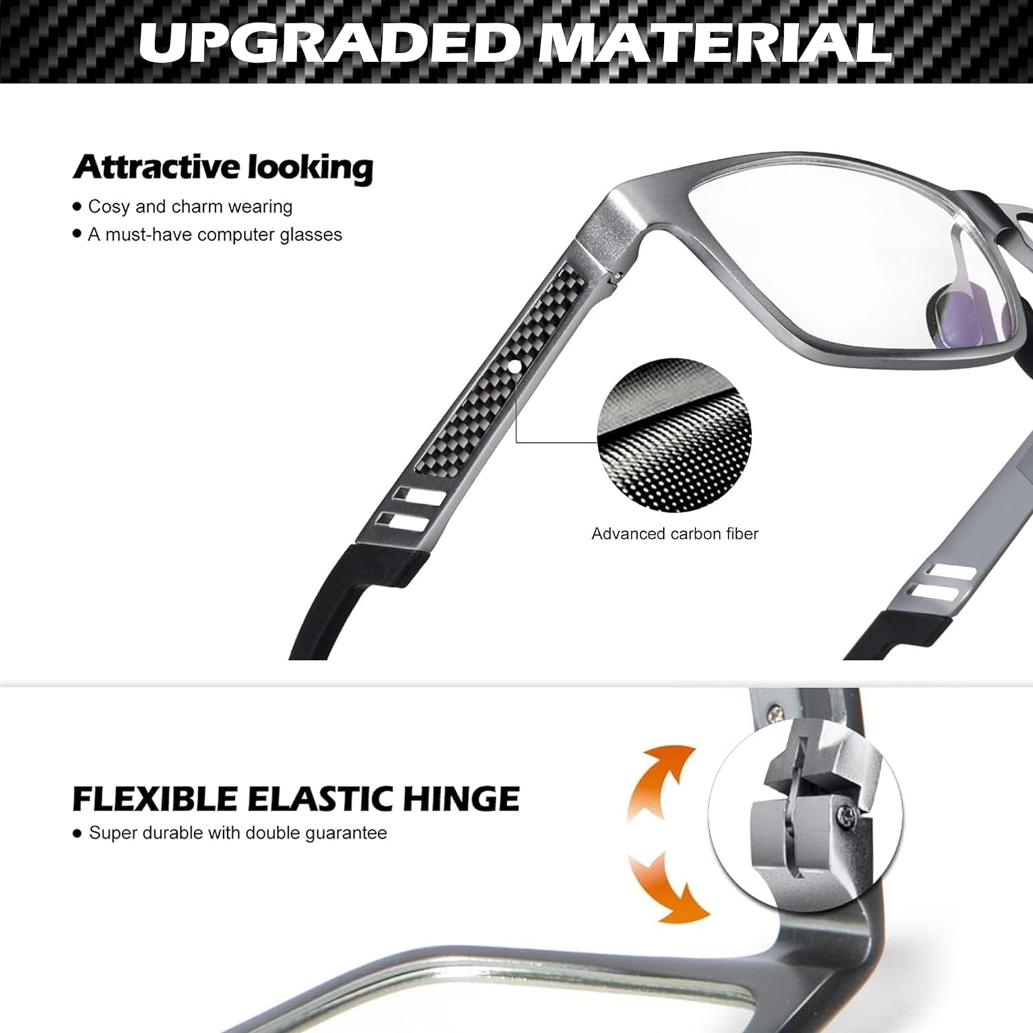 Blue Light Blocking Glasses Men Computer Gaming Glasses Lightweight Al-Mg Metal anti Eyestrain UV400 Clear Lens Eye Protection