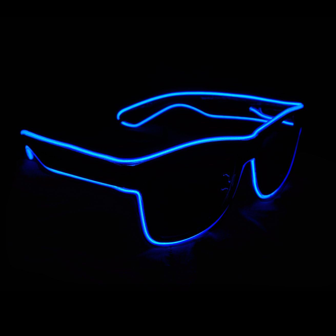 Light up EL Wire Neon Rave Glasses Glow Flashing LED Sunglasses Costumes for Party, EDM, Halloween RB01