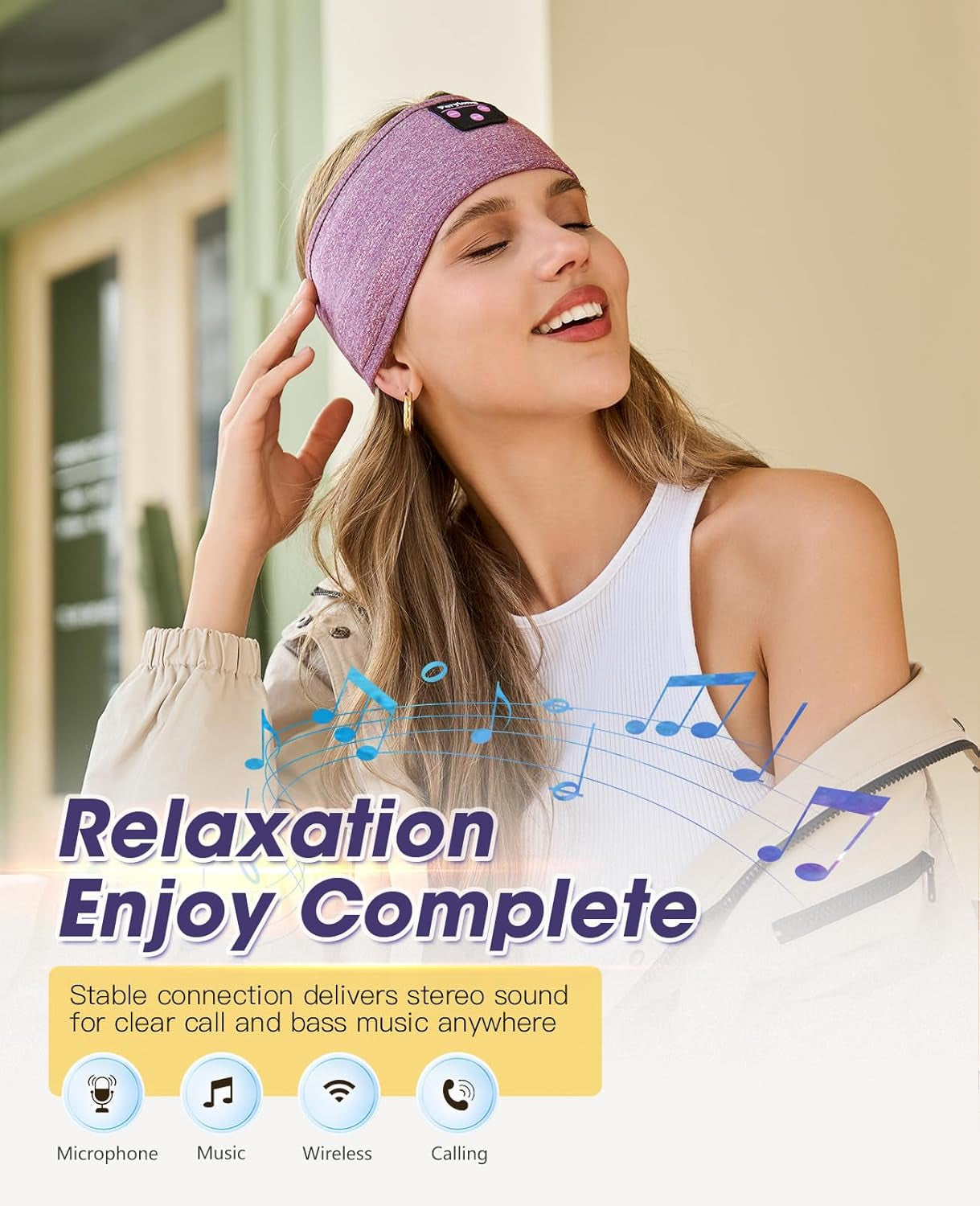 Sleeping Headphones Bluetooth 5.2 Headband, Wireless Music Sleeping Mask Headphones Earbuds Earphones Sweatproof for Women Mom Sports Workout Running Jogging Yoga Cool Gadgets Unique Gifts