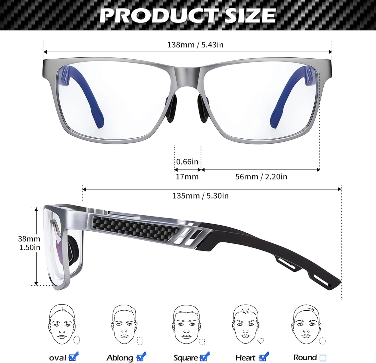 Blue Light Blocking Glasses Men Computer Gaming Glasses Lightweight Al-Mg Metal anti Eyestrain UV400 Clear Lens Eye Protection
