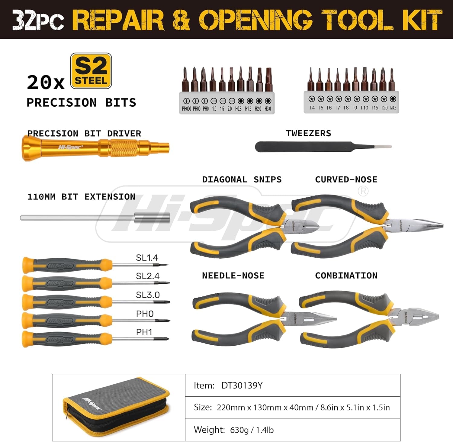 32Pc Electronics Repair & Opening Tool Kit Set for Laptops, Phones, Devices, Computer & Gaming Accessories. Precision Small Screwdrivers with Pentalobe Bits for Iphones & Macbooks