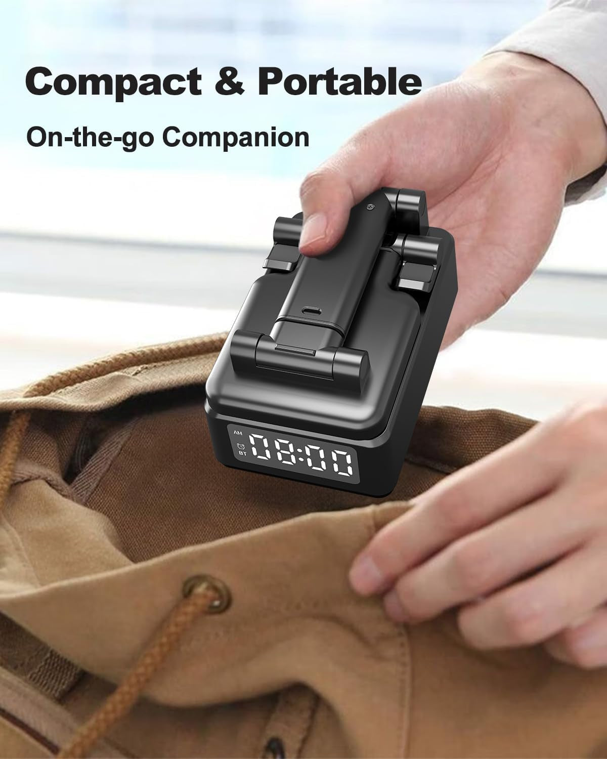 Gifts for Men Cell Phone Stand with Wireless Bluetooth Speaker and Wireless Charger, Phone Charger Stand with Digital Alarm Clock for Iphone, Birthday Gifts for Men,Boyfriend,Dad,Women,Christmas