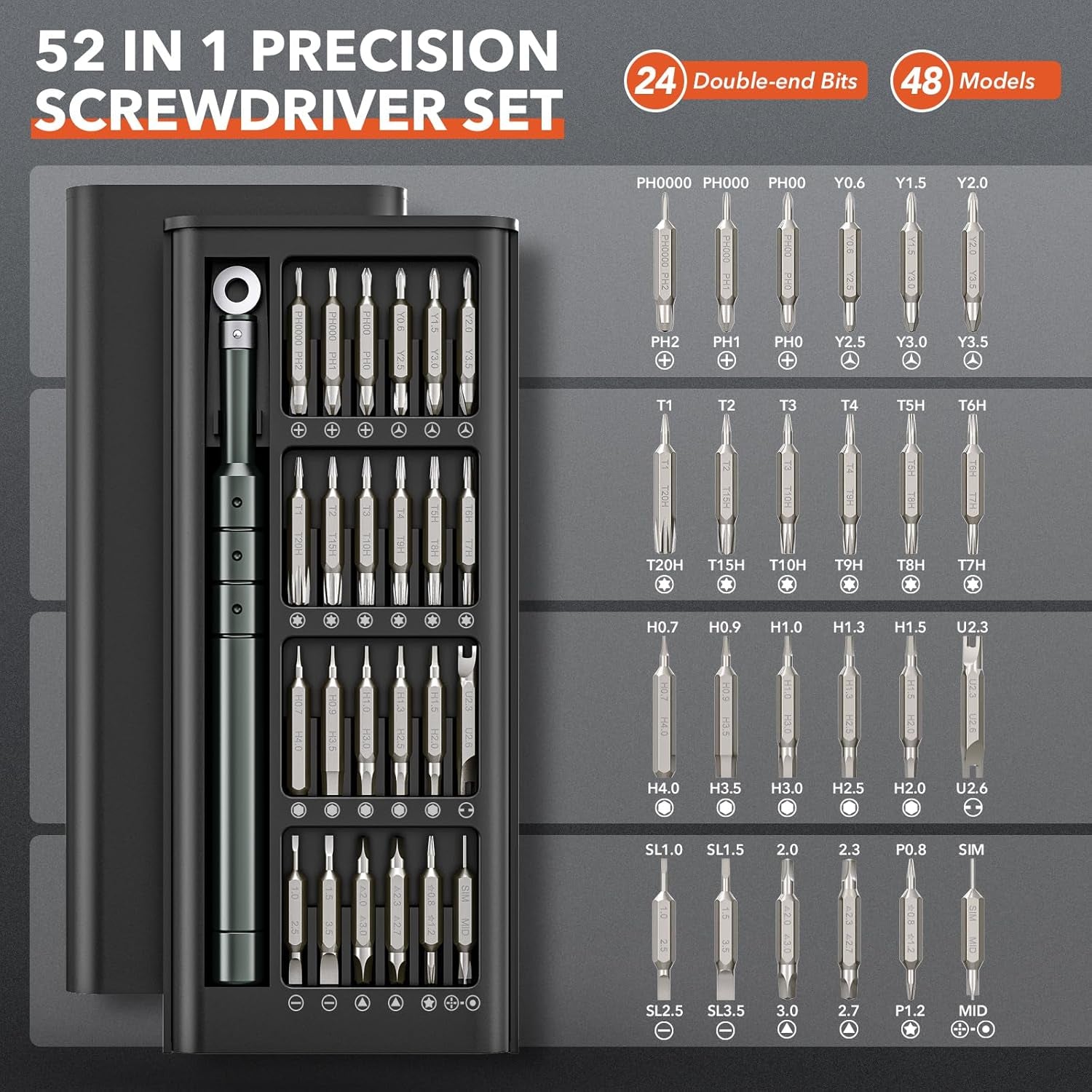52 in 1 Small Precision Screwdriver Set with Torx, Valentines Day Gifts Gadgets for Men Him, Magnetic Mini Repair Tool Kit for Electronic, Eyeglasses, Watch, Ring Doorbell, Laptop, PS5/4