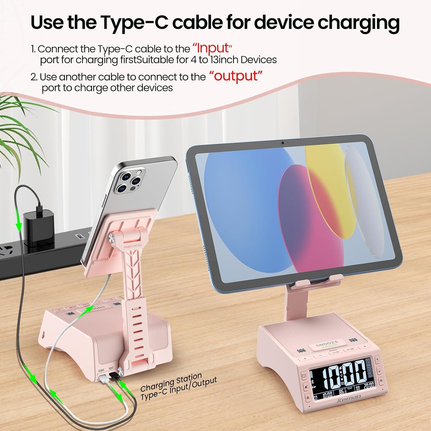Gifts for Men Women,Cell Phone Stand with Wireless Bluetooth Speaker,Adjustable Cool Tech Kitchen Gadgets,Unique Birthday Gift Idea for Him, Husband, Boyfriend（Pink）