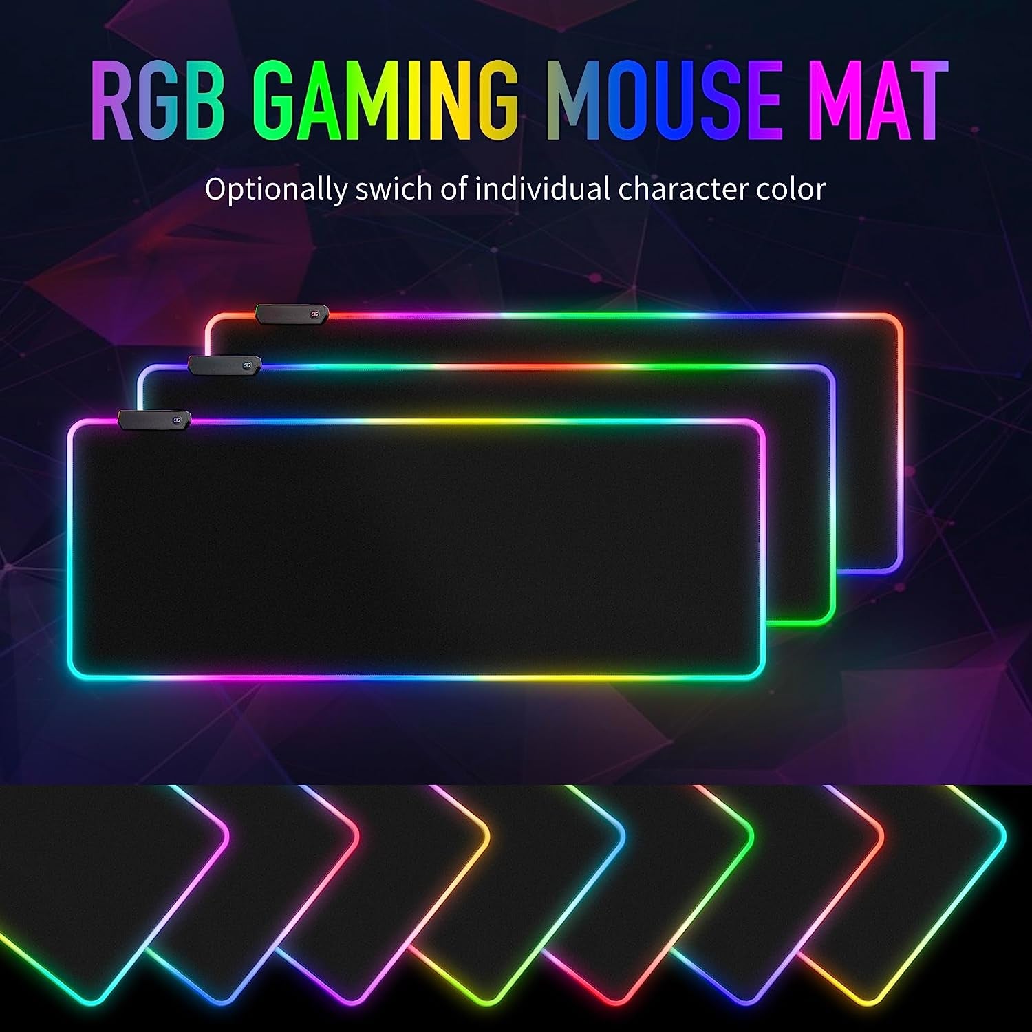 Large RGB Gaming Mouse Pad -15 Light Modes Touch Control Extended Soft Computer Keyboard Mat Non-Slip Rubber Base for Gamer Esports Pros 31.5X11.8 In