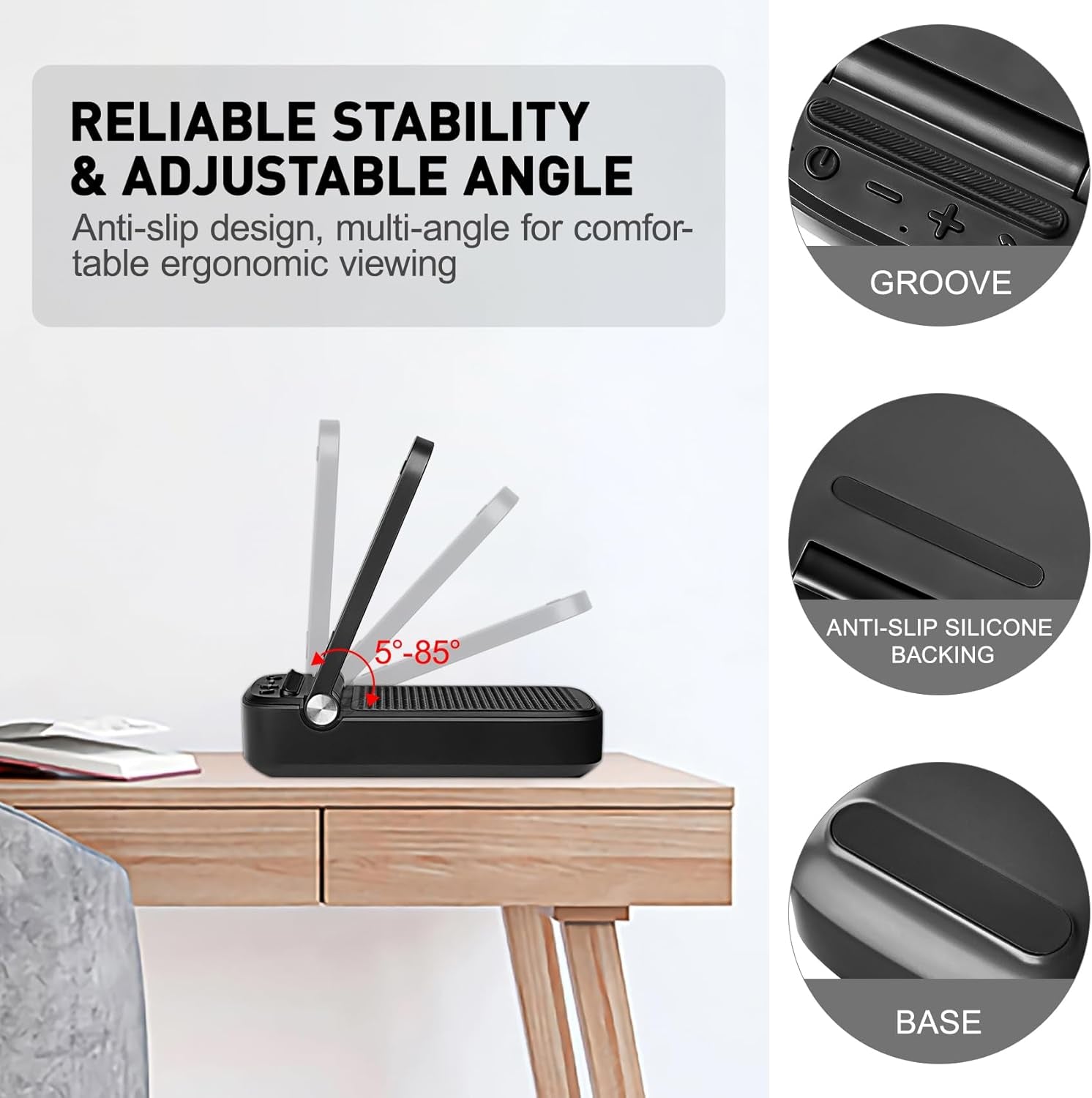 Cell Phone Stand with Wireless Bluetooth Speaker, Gifts for Men/Women/Dad/Mom/Her/Him, Adjustable Tablet Holder, Anti-Slip Design with HD Surround Sound, Compatible with Iphone/Ipad/Samsung