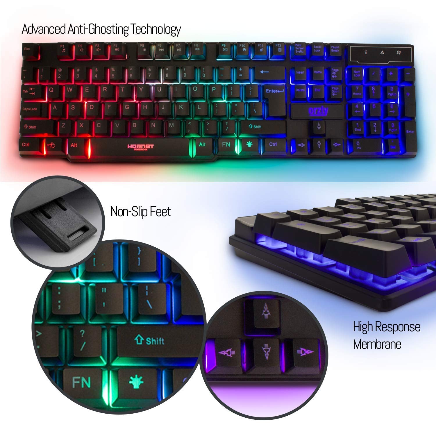 Gaming Keyboard and Mouse and Mouse Pad and Gaming Headset, Wired LED RGB Backlight Bundle for PC Gamers and Xbox and PS4 Users - 4 in 1 Edition Hornet RX-250