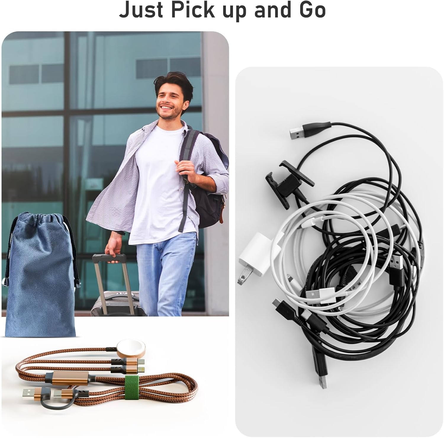 Multi 3 in 2 Charging Cable for Apple Watch Charger, Travel for Iphone Charger USB C Lightning Fast Charging Cable Compatible with Iwatch Ultra/Se/9/8/7/6/5/4/3/2/1 & Iphone 15/14/13/12/11/Galaxy S23