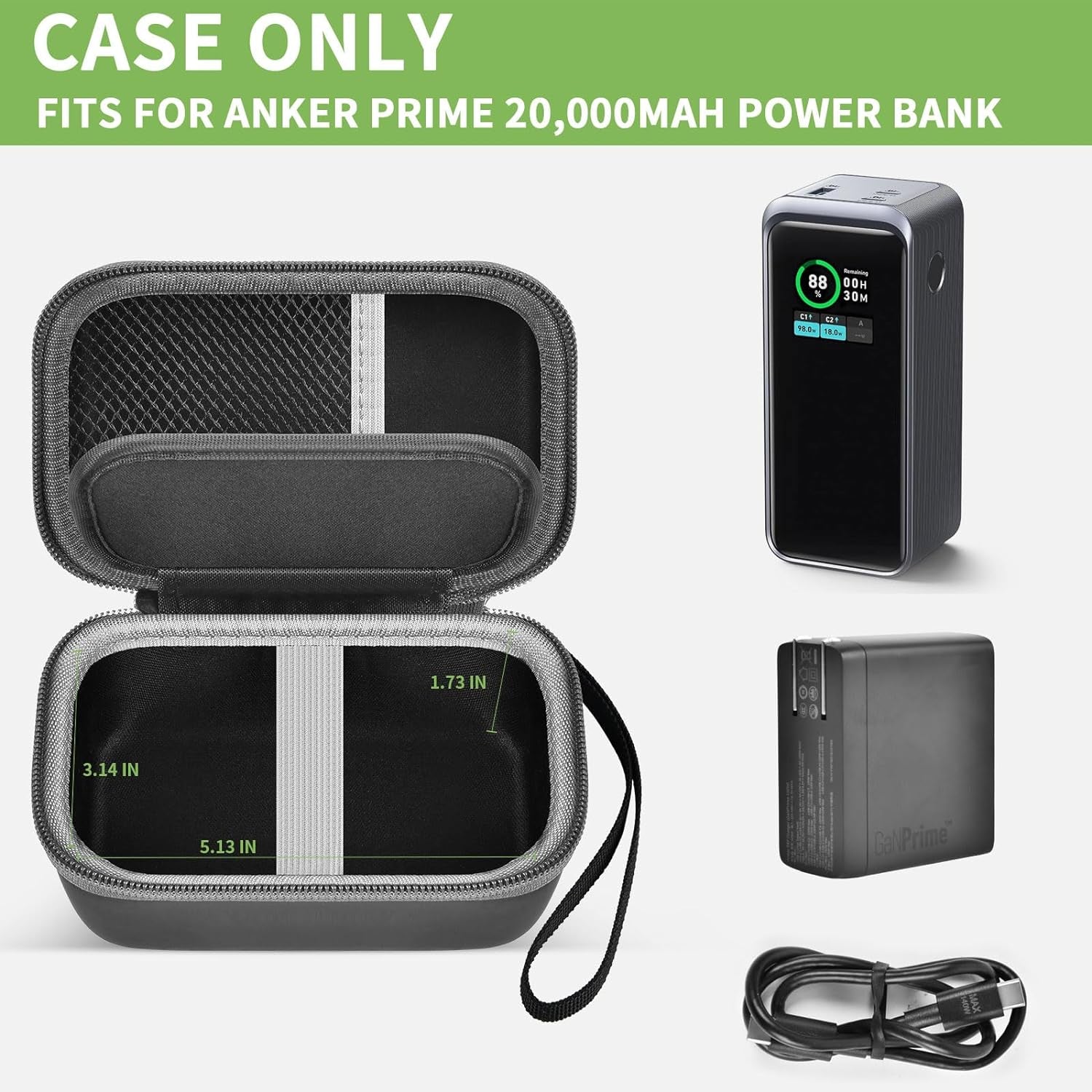 Case Compatible with Anker Prime Power Bank 20,000Mah Portable Charger with 200W Output, Battery Pack Power Station Organizer, Hold Charging Cable and USB C Charger for Iphone, for Samsung (Box Only)