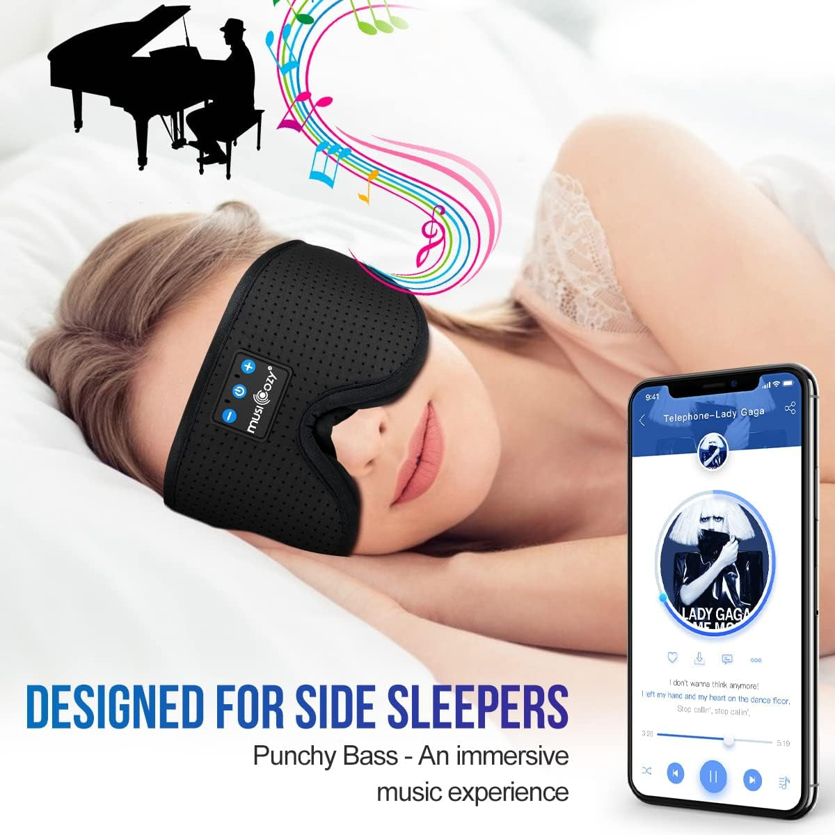 3D Bluetooth 5.2 Sleep Headphones, Breathable Wireless Music Eye Mask, Sleeping Headphones with Headband for Side Sleepers, Women, Men, Air Travel, Unique Tech Gifts