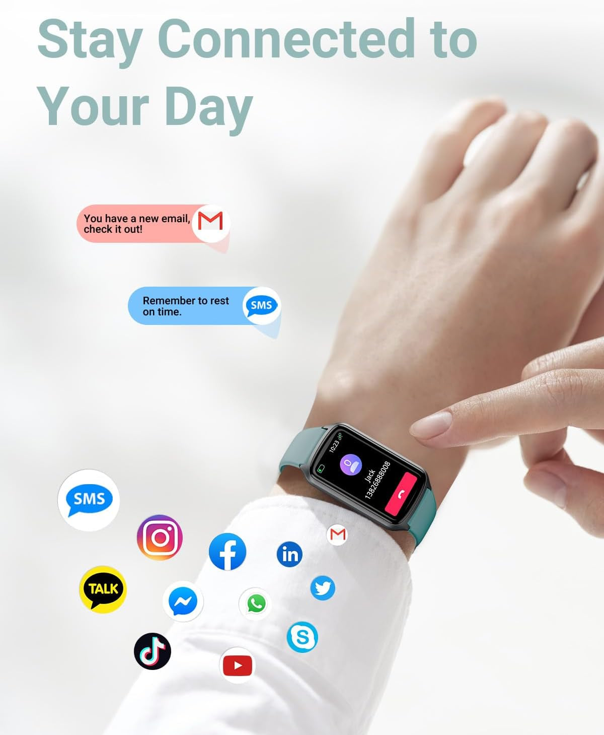 Health Fitness Tracker with 24/7 Heart Rate, Blood Oxygen, Blood Pressure, Sleep Tracker, 5ATM Waterproof Activity Trackers with Step Tracker, Pedometer (S & L Bands Included)