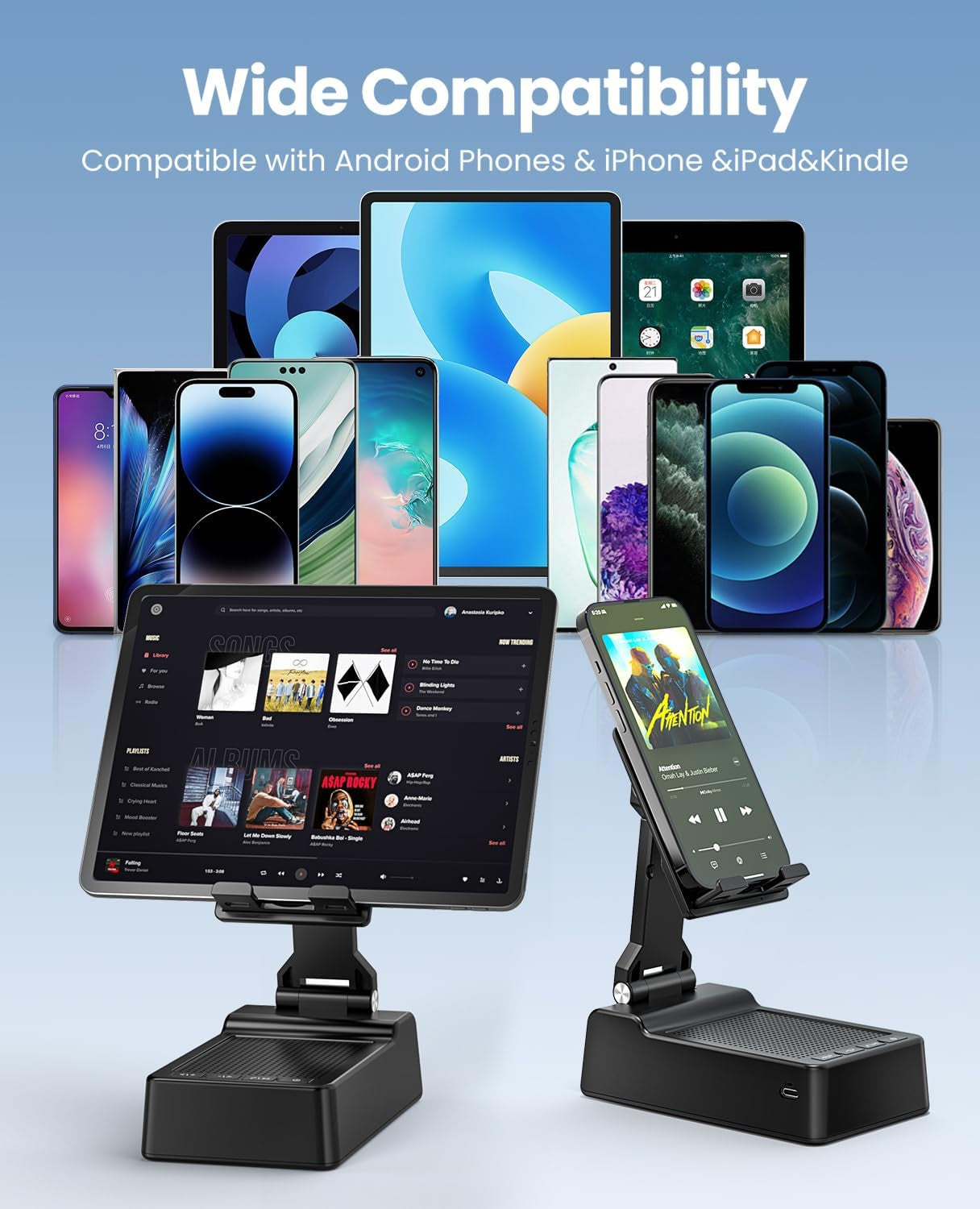 Gifts for Men Women, Phone Stand with Bluetooth Speaker, HD Surround Sound Speaker, Compatible with All Iphone/Android Phones Ipad Kindle, Cool Gadget Gift for Men Women Dad Mom Christmas Birthday