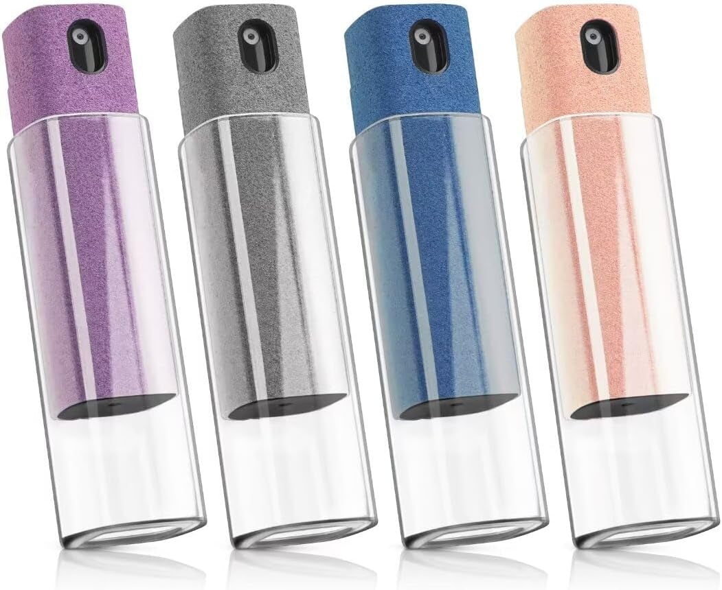 4 Pack Screen Cleaner 3-In-1 Touchscreen Mist Cleaner Spray and Microfiber Cloth Built-In Cleaning Solution Portable Reusable Fingerprint-Proof Spray Bottle for Phone Laptop Ipad TV Monitor Car Screen