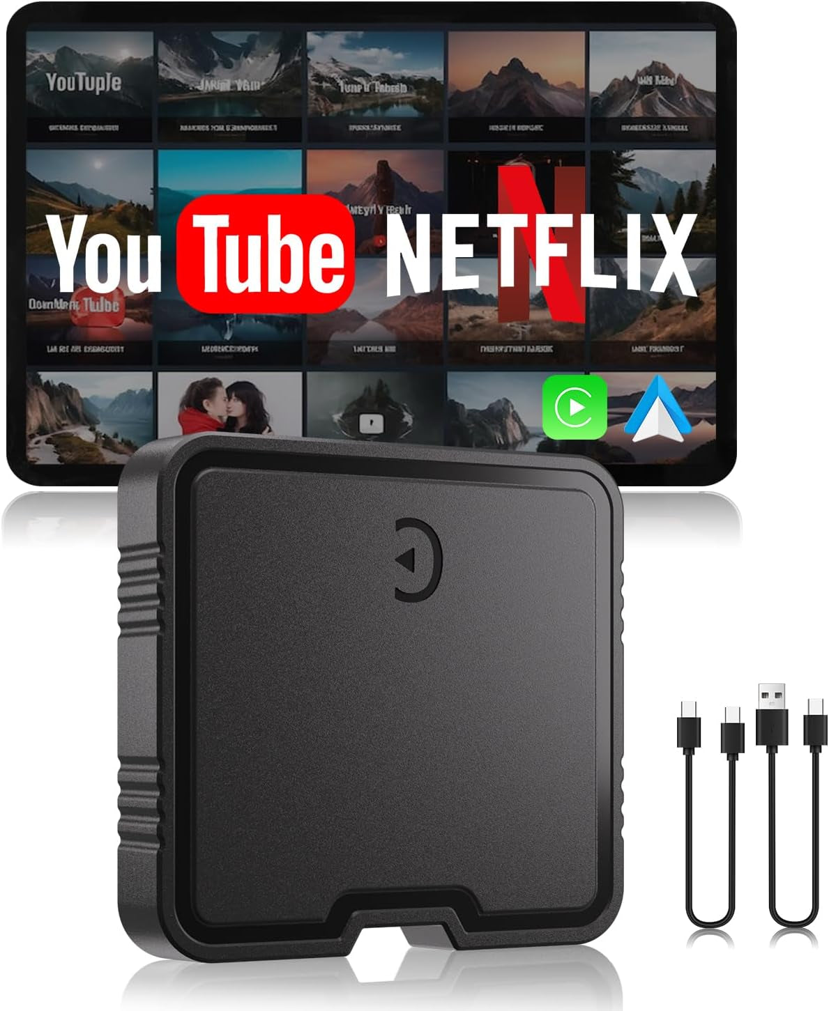 Wireless Carplay Adapter, 2025 Upgrade Support Netflix/Youtube/Tf Card Plug & Play Dongle with Apple Car Play Wireless Adapter Android Auto Wireless Adapter for Cars from 2015&Iphone Ios10+