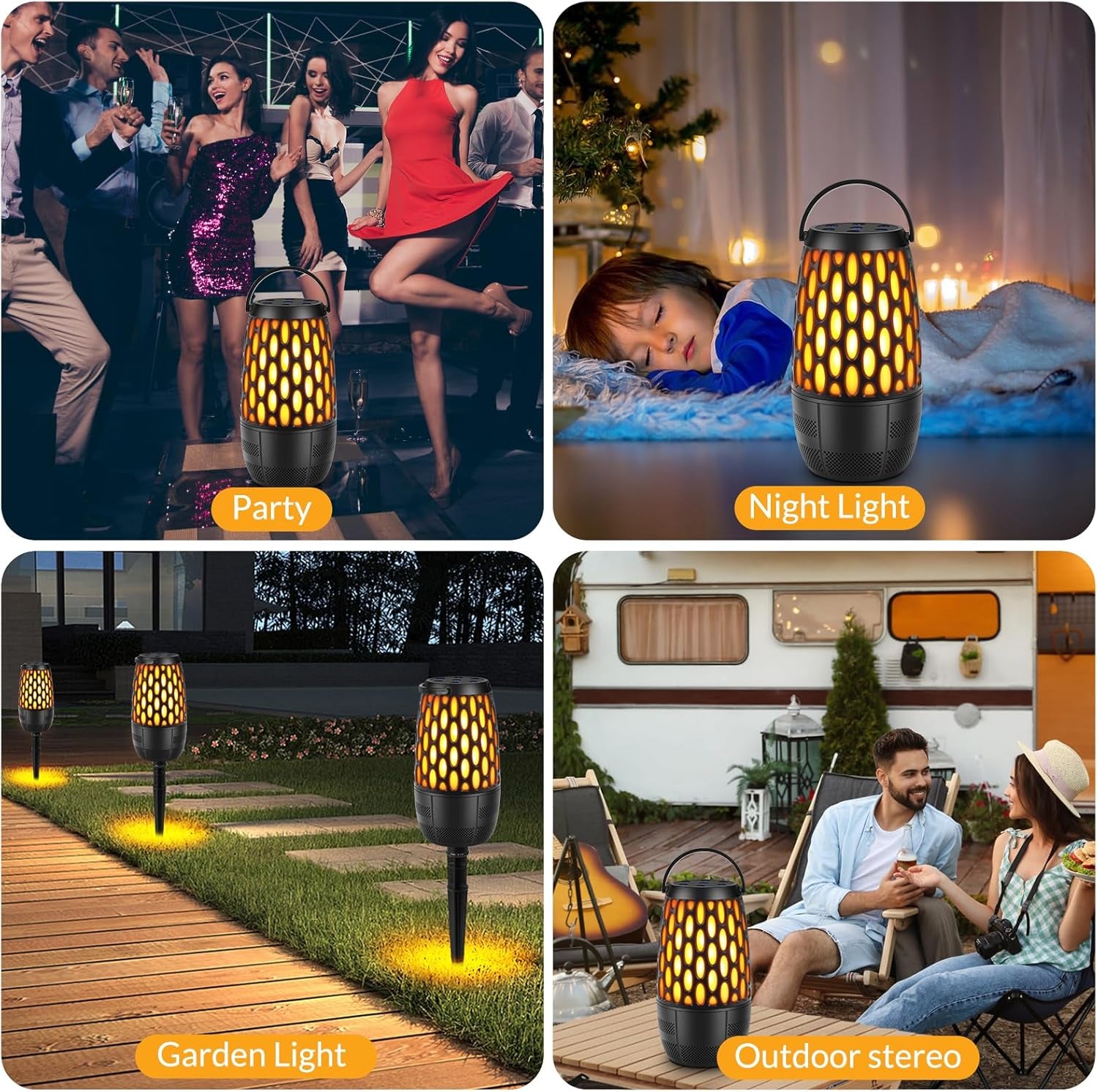Outdoor Speakers with Lights, Mens Gifts for Birthday ,Portable Bluetooth Speaker,Hd Stereo Sound,Multi-Sync up to 100 Speakers Auto-Pairing IPX7 Waterproof for Patio/Pool/Camping Cool Gadgets 2 Pack