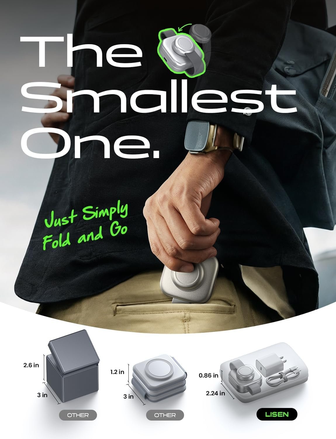 3 in 1 Travel Charger [Mini & Metal] for Iphone Samsung Apple Watch Multiple Devices Magsafe Charging Station Travel Essentials Accessories for Iphone 16 Pro Max 15 Airpods Valentines Day Gift