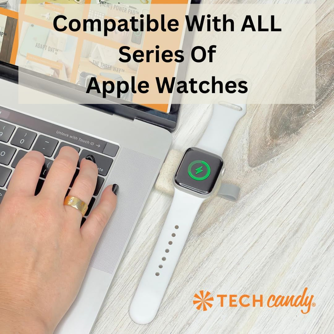 Watch Me Go Portable Wireless Charger Compatible for Apple Watch High Speed Fast Charging USB-C Connector, Natural