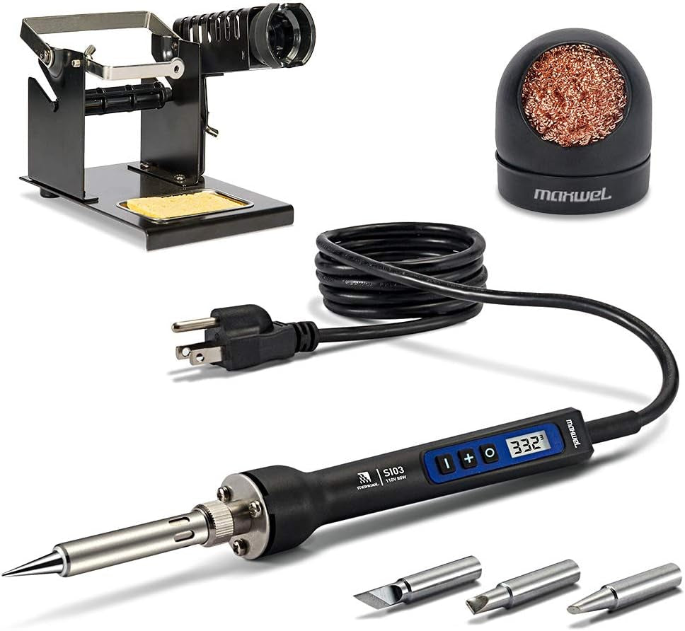 Soldering Iron Kit Solder Gun - 110V 80W Digital Solder Iron Temperature Adjustable Auto Standy Auto Shut down Welding Tools Soldering Kit for Electronic Production/Soldering/Desoldering
