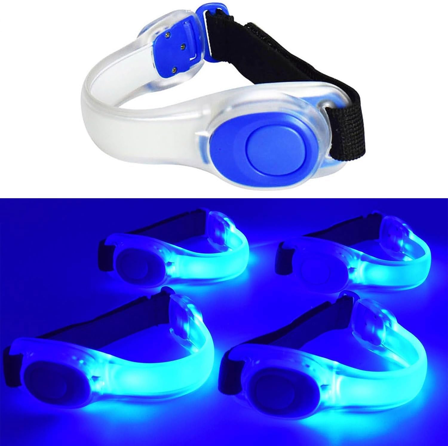 Premium LED Light up Armband, Reflective Adjustable Wearable Silicone Running Belt Strap/Waterproof Glow in the Dark for Running Jogging Walking Cycling Concert Camping Outdoor Sports