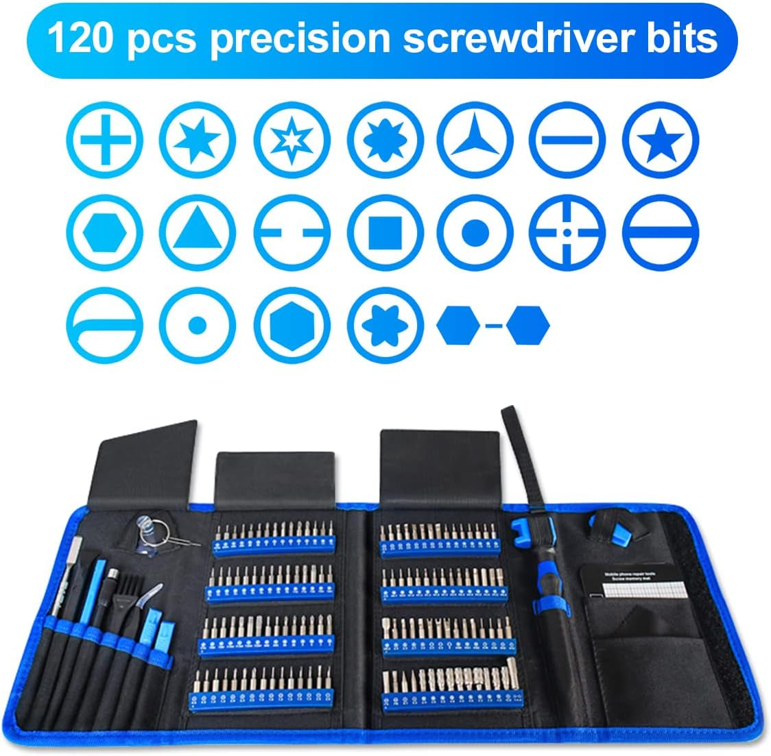 Screwdriver Sets 142-Piece Electronics Precision Screwdriver with 120 Bits Magnetic Repair Tool Kit for Iphone, Macbook, Computer, Laptop, PC, Tablet, PS4, Xbox, Nintendo, Game Console, Etc