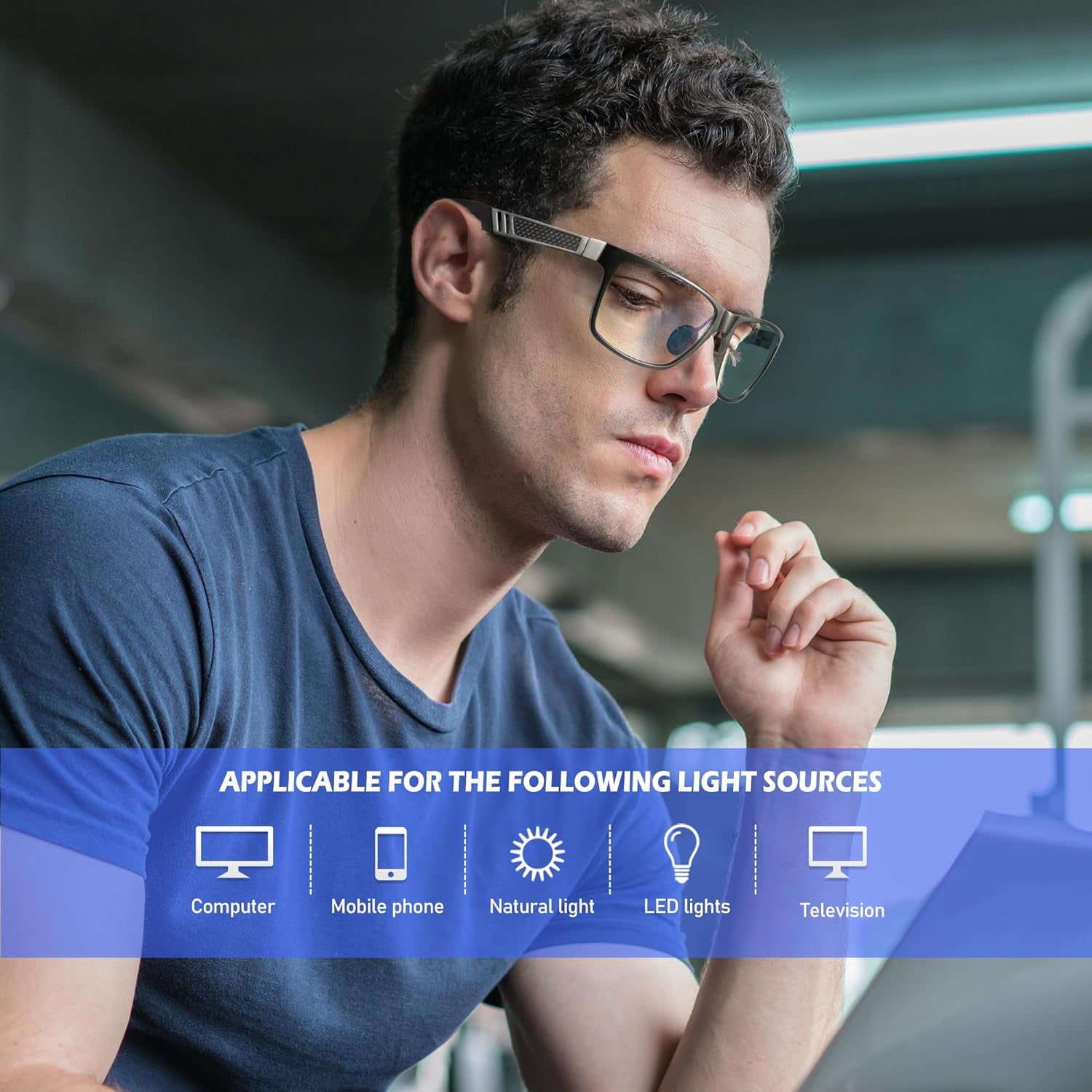 Blue Light Blocking Glasses Men Computer Gaming Glasses Lightweight Al-Mg Metal anti Eyestrain UV400 Clear Lens Eye Protection