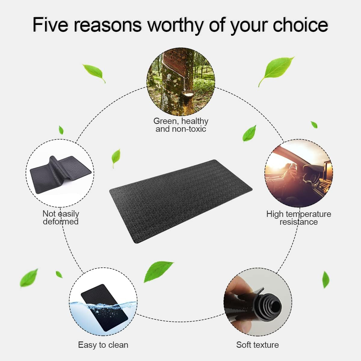 Car Dashboard Anti-Slip Sticky Pad, 15.7"X 7.8" Non-Slip Heat Resistant Rubber Mat, Auto Accessories for Home Office, Strong Adhesive anti Slide Pad for Phones, Sunglasses, Keys (Black/Car)