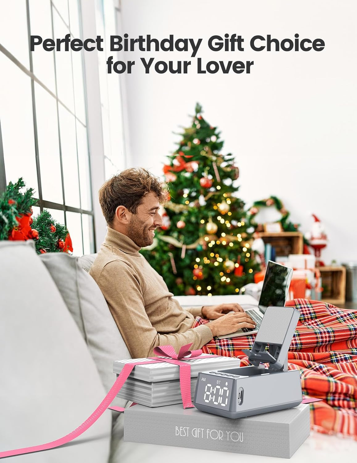 Birthday Gifts for Men Women, Cell Phone Stand Bluetooth Speaker with Anti-Slip Base, Hd Surround Sound, Cool Multi Functional Gadget, Unique Gift for Him, Her, Husband, Wife, Dad, Mom