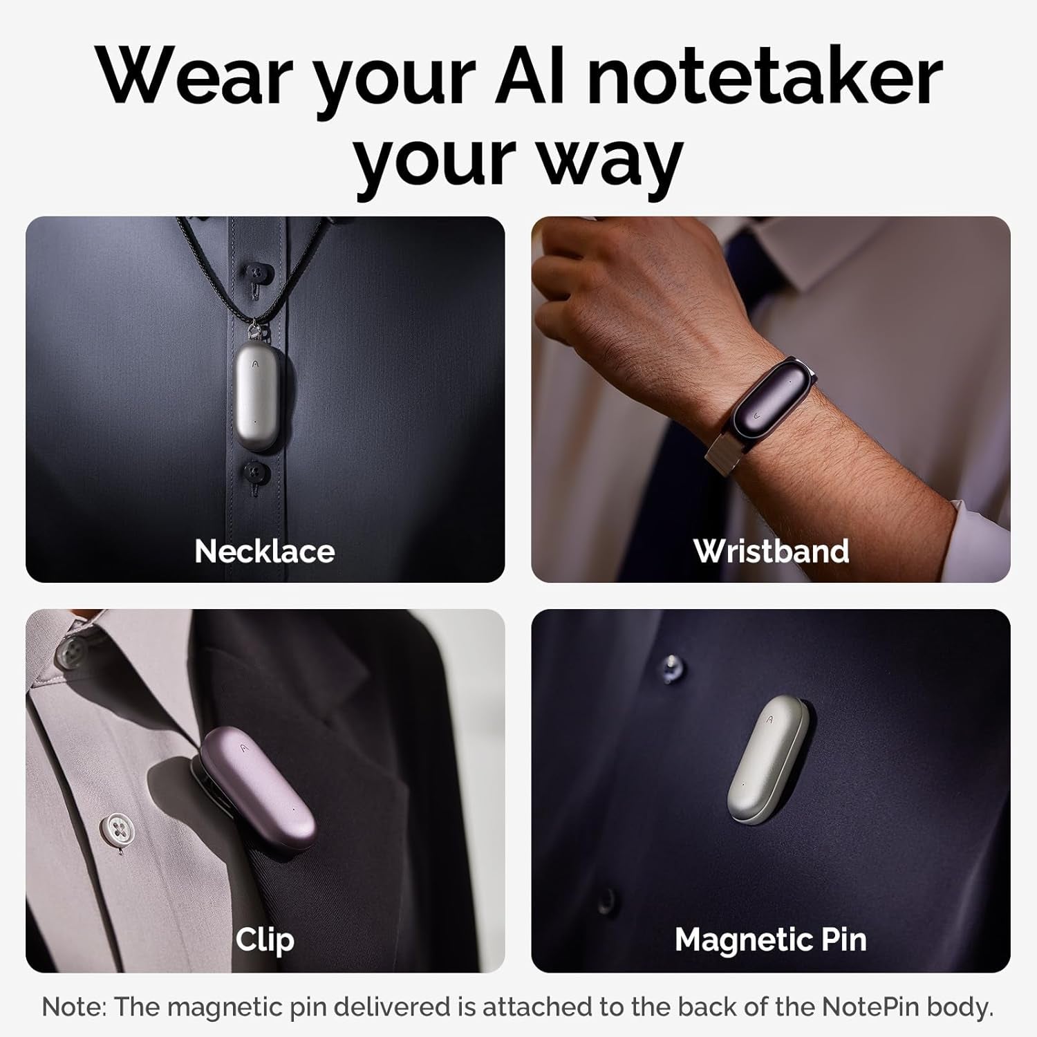 AI Voice Recorder,  Notepin Voice Recorder, App Control, AI Notetaker, AI Transcribe & Summarize Support 112 Languages, 64GB Memory, Audio Recorder for Lectures, Meetings, Gray