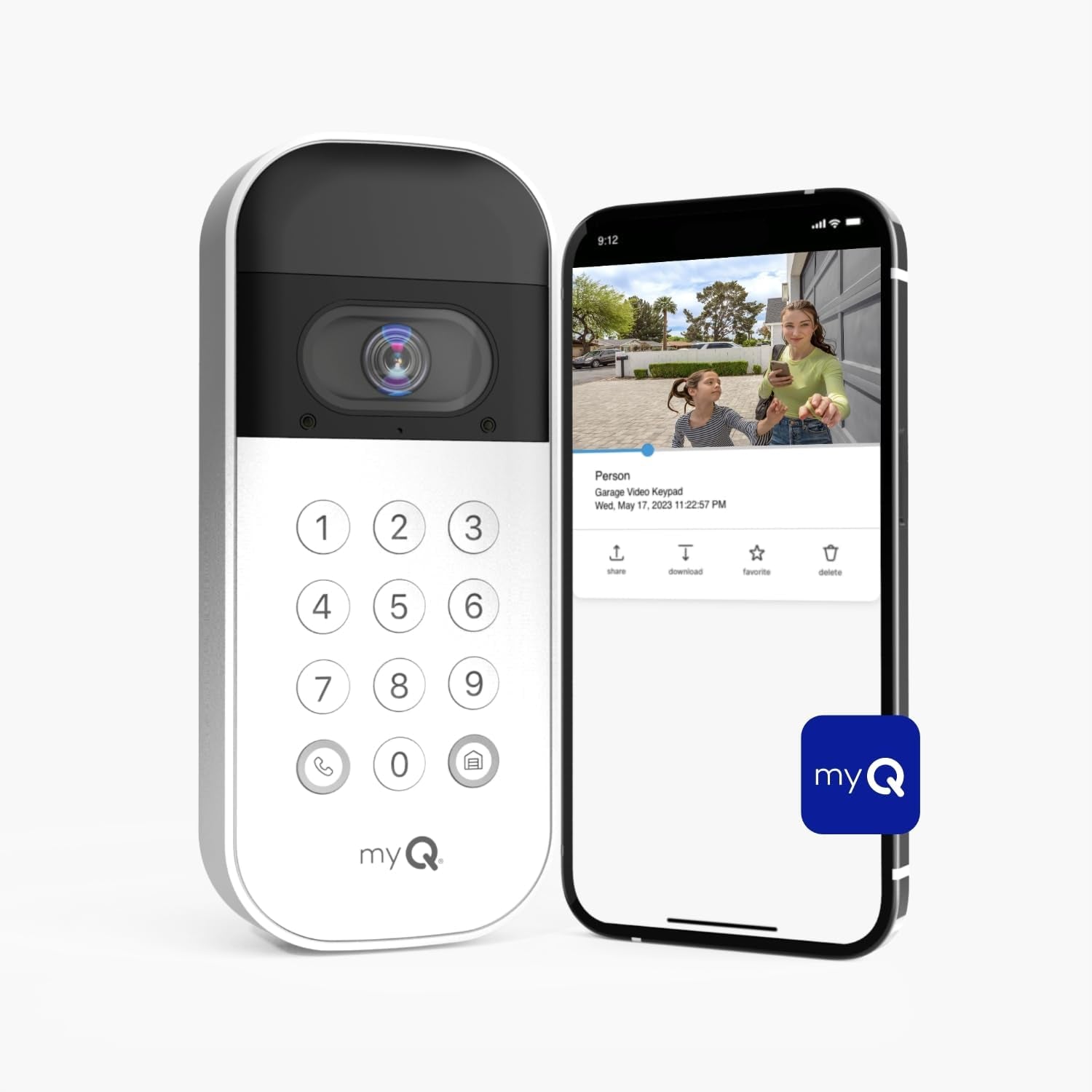 Myq Smart Garage Door Video Keypad with Wide-Angle Camera,Customizable PIN Codes,And Smartphone Control–Take Charge of Your Garage Access Works with , Liftmaster and Craftsman Openers,White