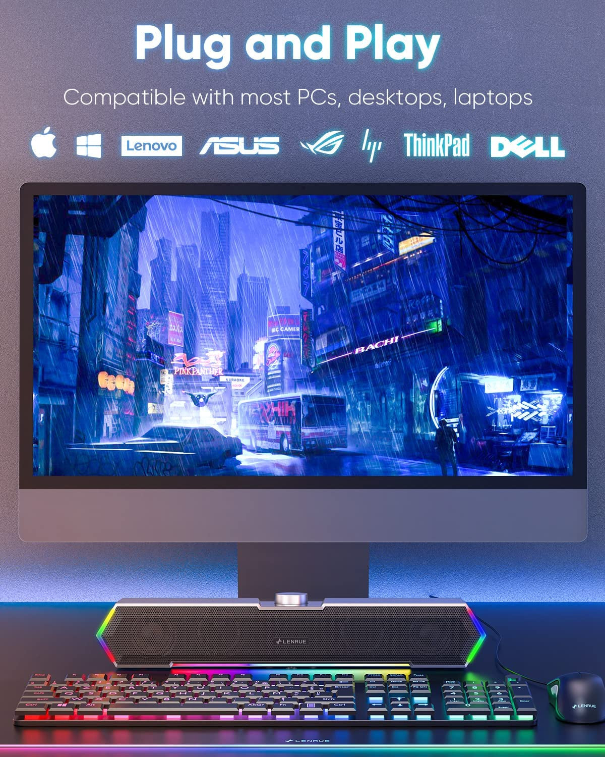 G11 Computer Speakers for Desktop, Touch Lights PC Speakers with Surge Clear Sound, USB C/USB Powered for Computer Desktop PC Laptop Monitor